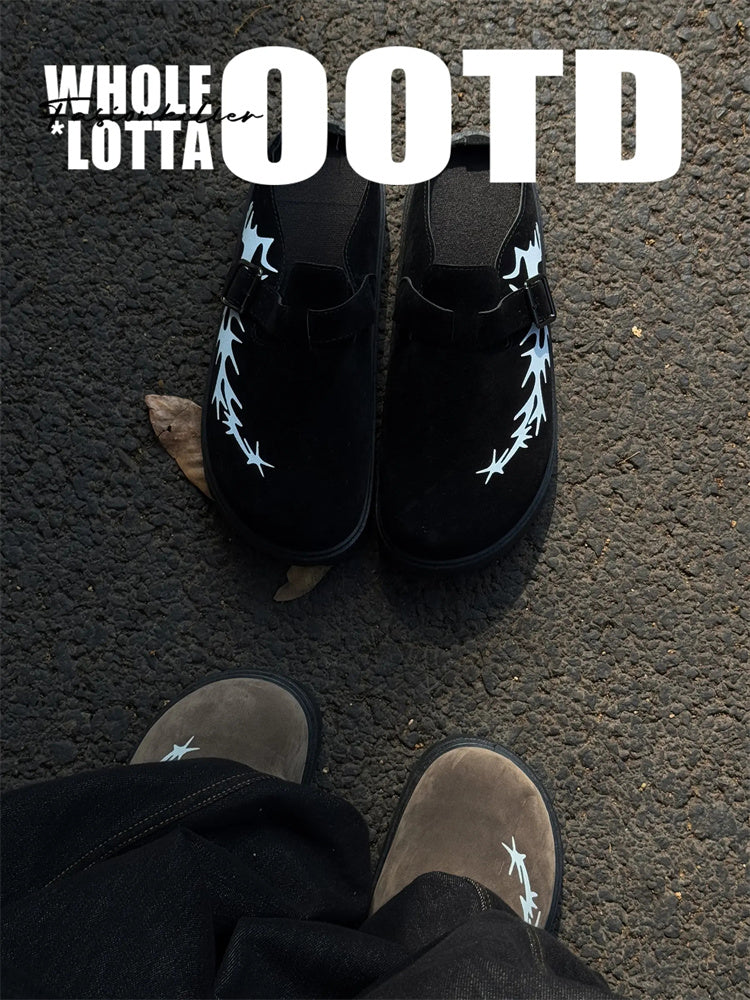 FIRSTCORNER Terra Mule – Retro Leather Clogs for Everyday Comfort