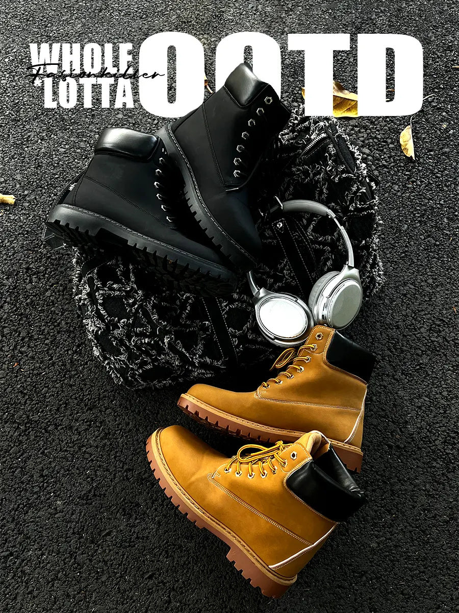 FIRSTCORNER Iron Boot – Retro High-Top Workwear Boots