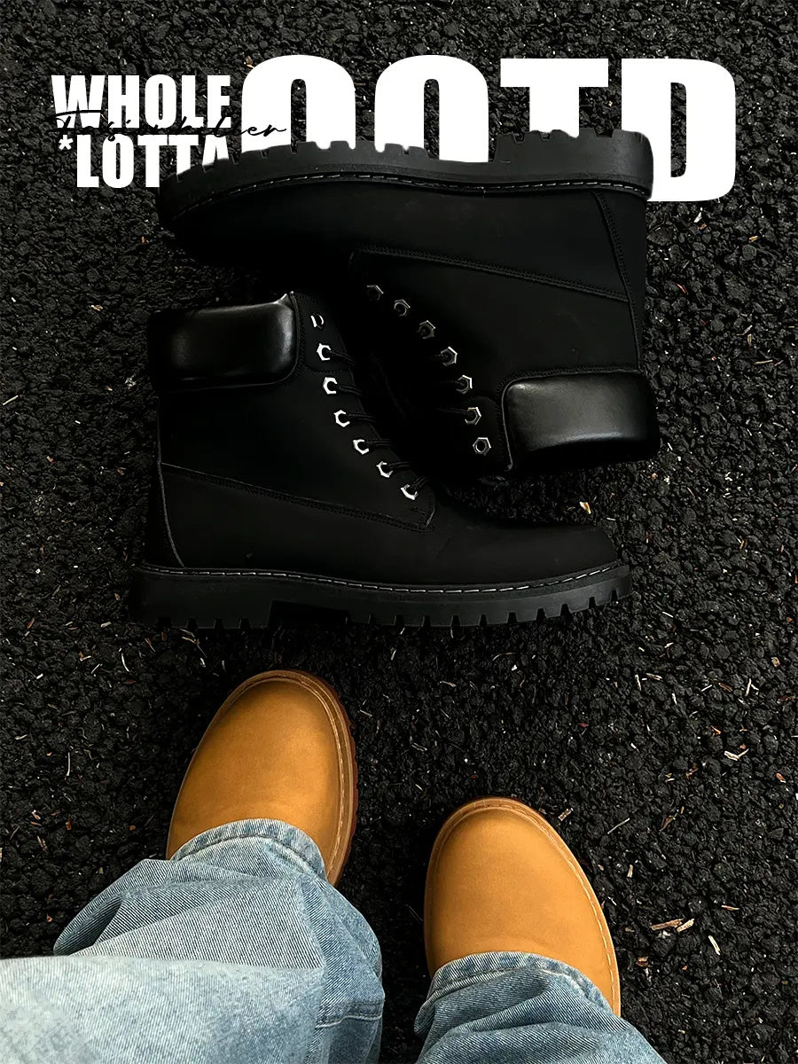 FIRSTCORNER Iron Boot – Retro High-Top Workwear Boots