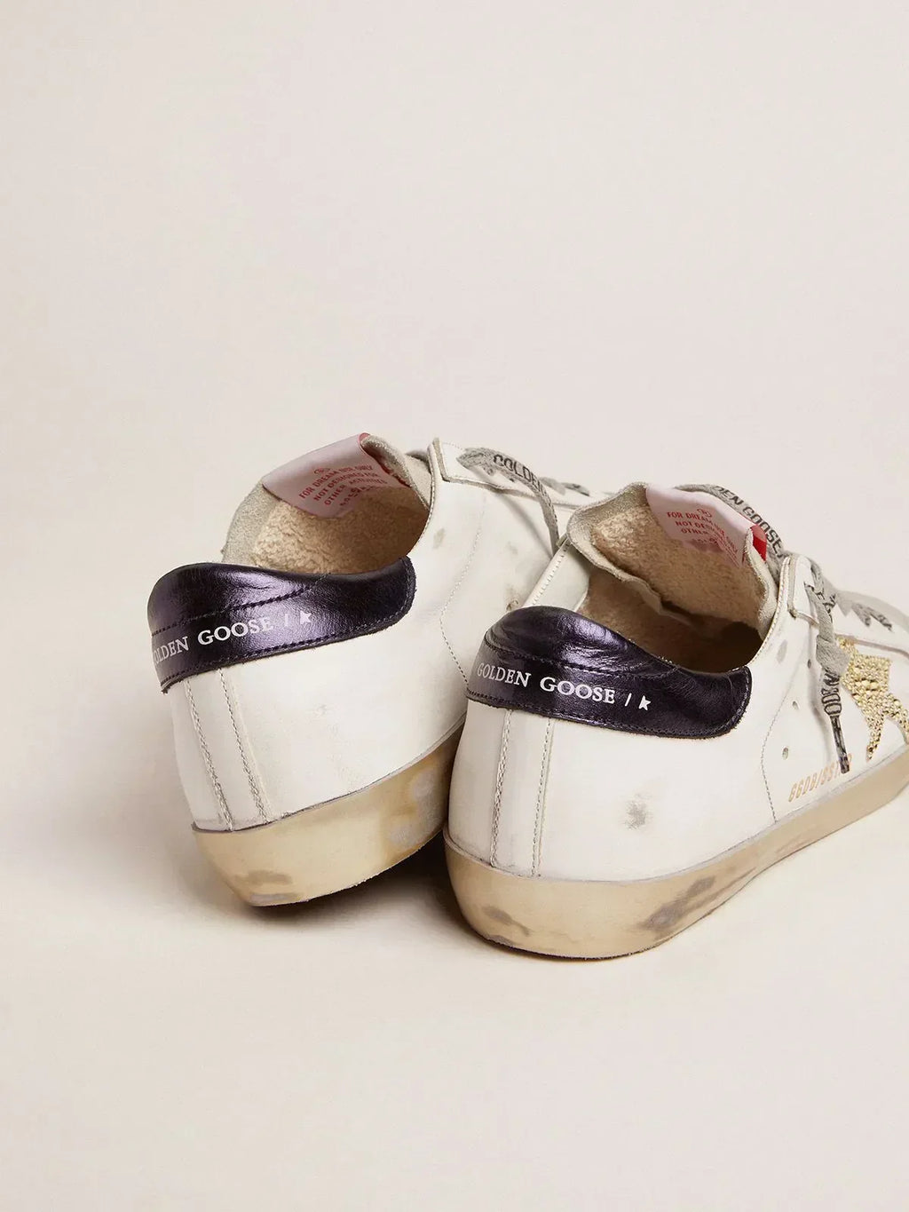 Super-Star LTD sneakers with navy-blue laminated leather heel tab and Swarovski crystal star