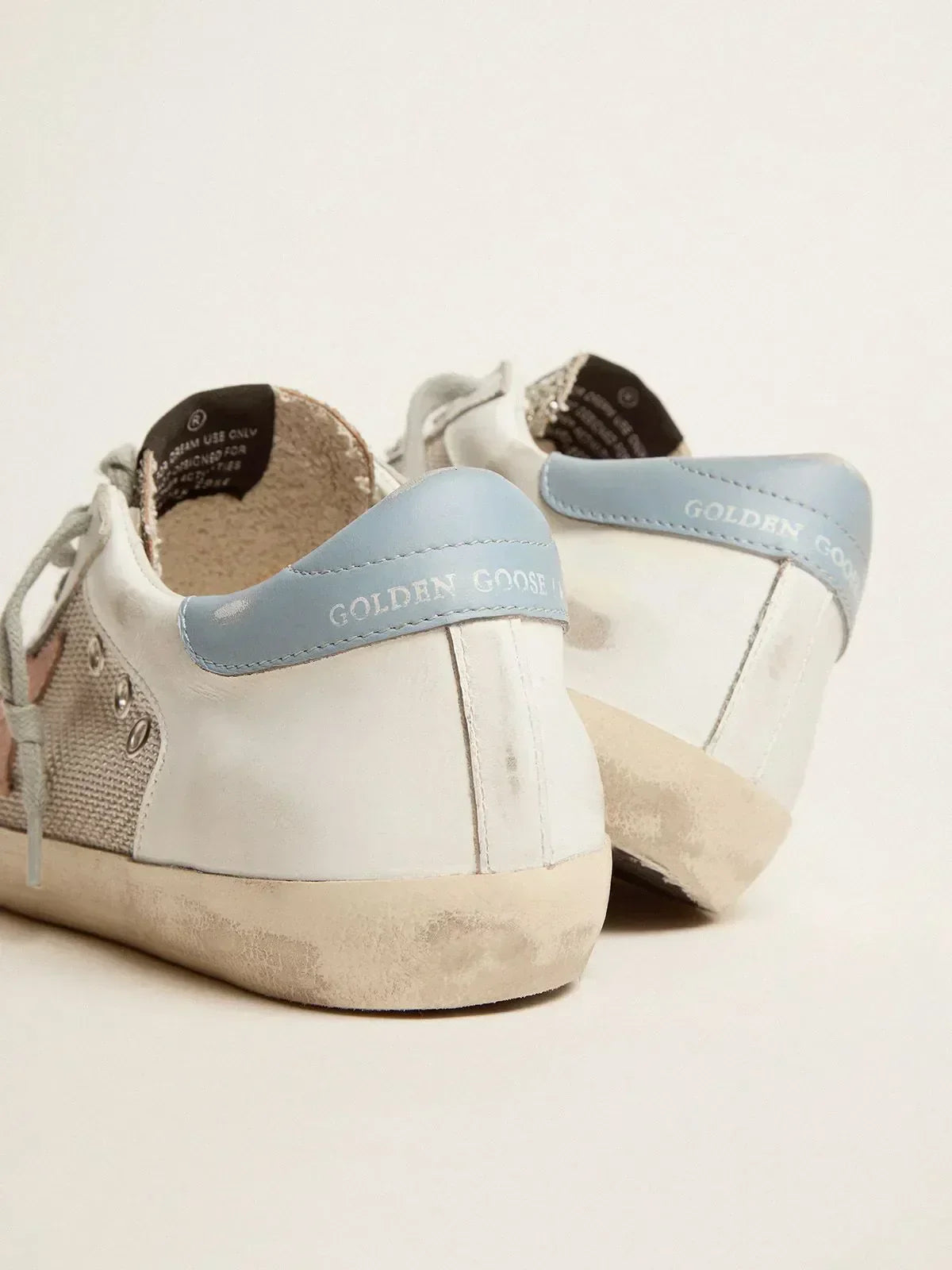 Super-Star LTD sneakers in white leather with mesh insert and silver glitter tongue